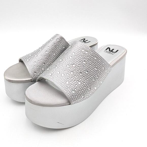 Ninety Union Bahamas Embellished Platform Sandal Women's Silver Size US9 EU40 - Picture 1 of 12